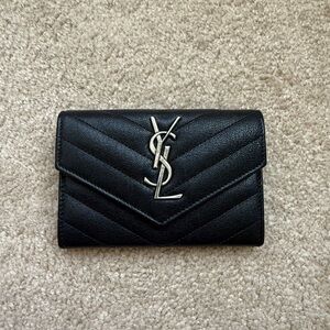 Yves Saint Laurent Black Quilted Leather Compact Wallet
